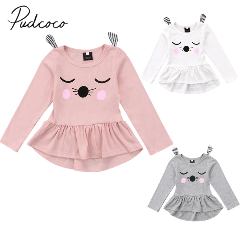 Новинка 2018 милое платье с длинными рукавами и рисунком для маленьких девочек