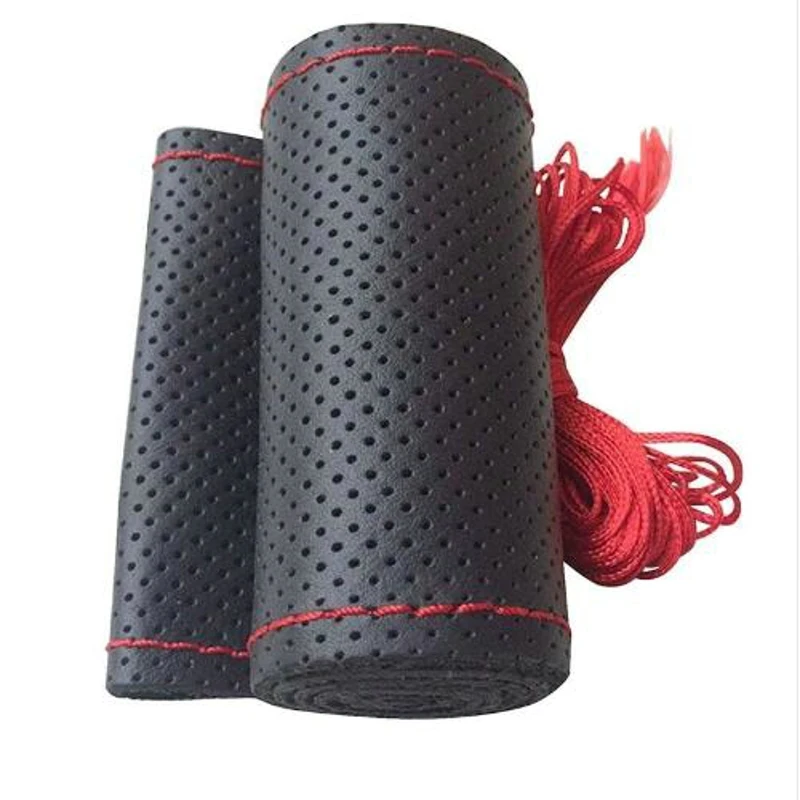 

1pcs Car Styling Black DIY Car Steering Wheel Cover With Needles and Thread Genuine Artificial leather Car Accessories covers