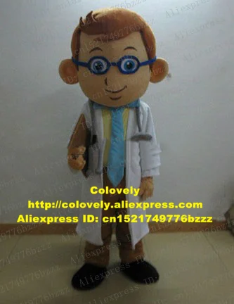 Крутой медицинский костюм-талисман для доктора с синими очками коричневые