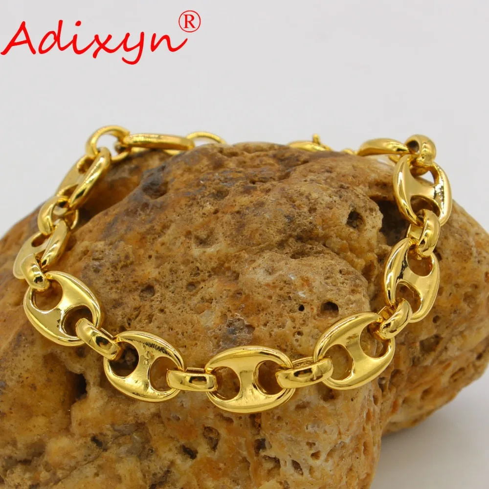 Adixyn 21 см ширина 1 мужской и женский браслет золотой цвет африканская цепь