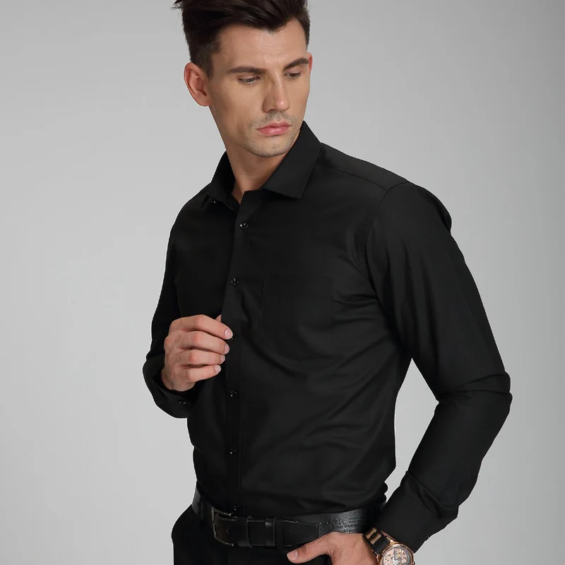Новые осенние модные брендовые Для мужчин одежда Slim Fit рубашка с длинными