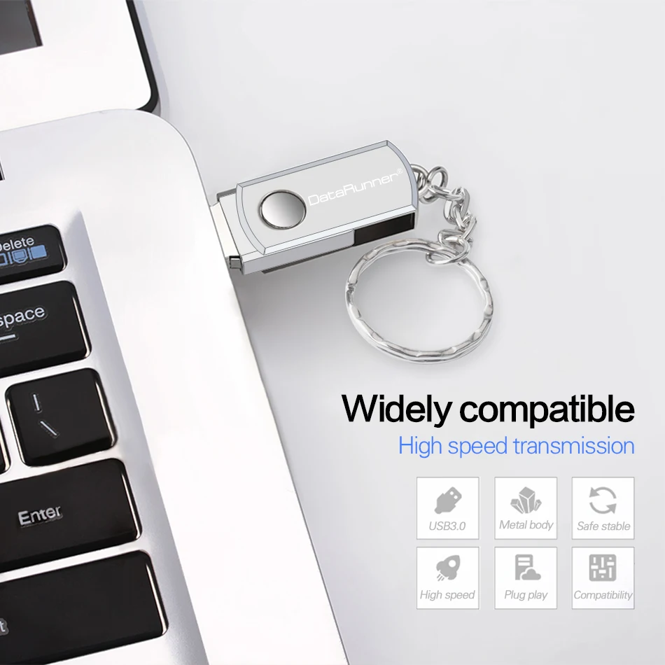 Новая Вращающаяся usb флешка DataRunner Usb 3 0 флеш накопитель 32 ГБ 64 128 256 металлическая