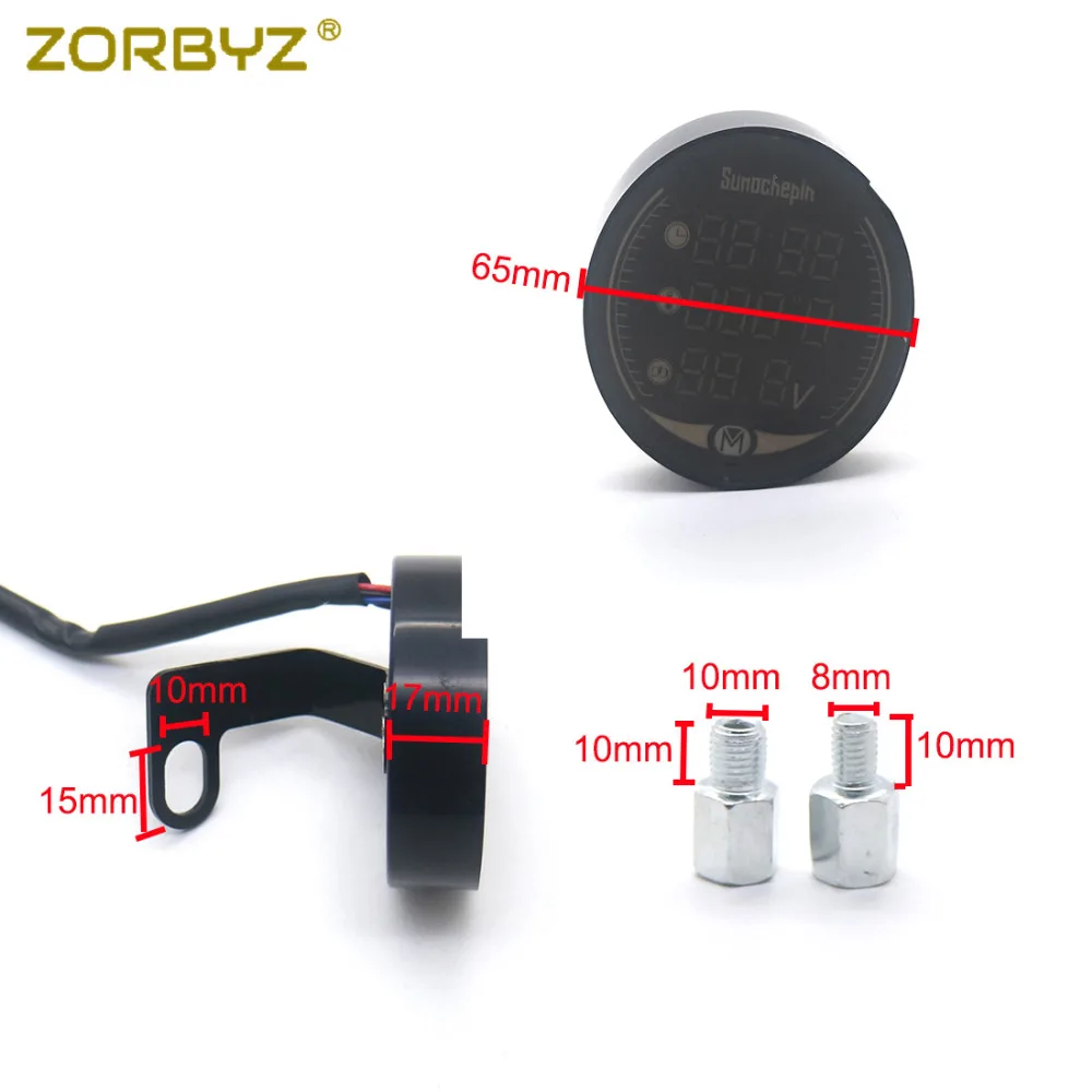 Zorbyz 3-в-1 мотоцикл цифровой светодиодный часы реального времени Температура Напряжение термометр Вольтметр комбо