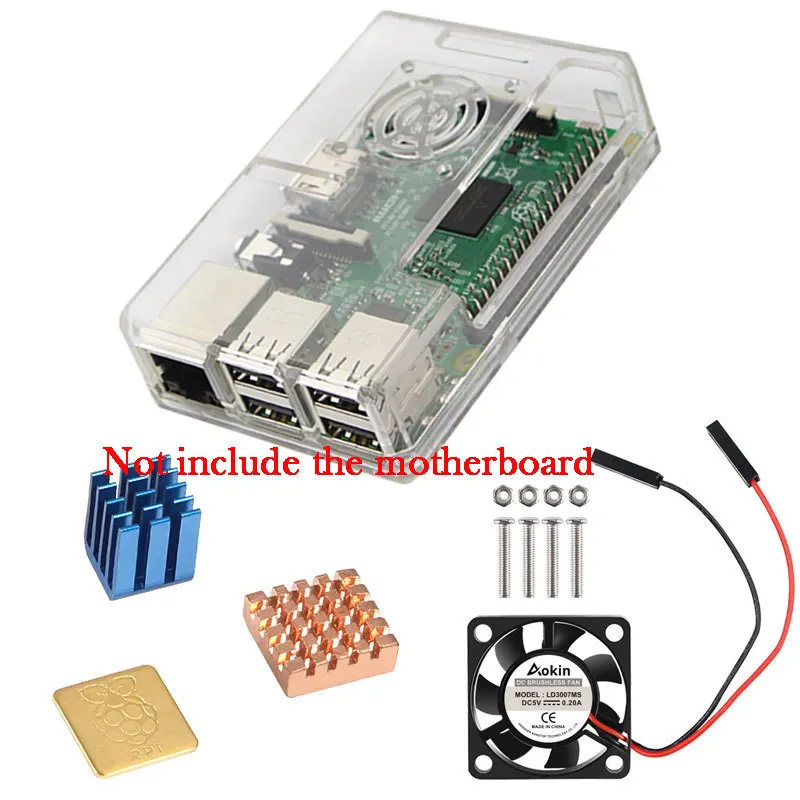 as picture Aokin для Raspberry ABS защитный чехол с охлаждающим вентилятором и радиатором 1 алюминий+ 2 Медь для Raspberry Pi 3 B+/3/2/B - Цвет: as picture