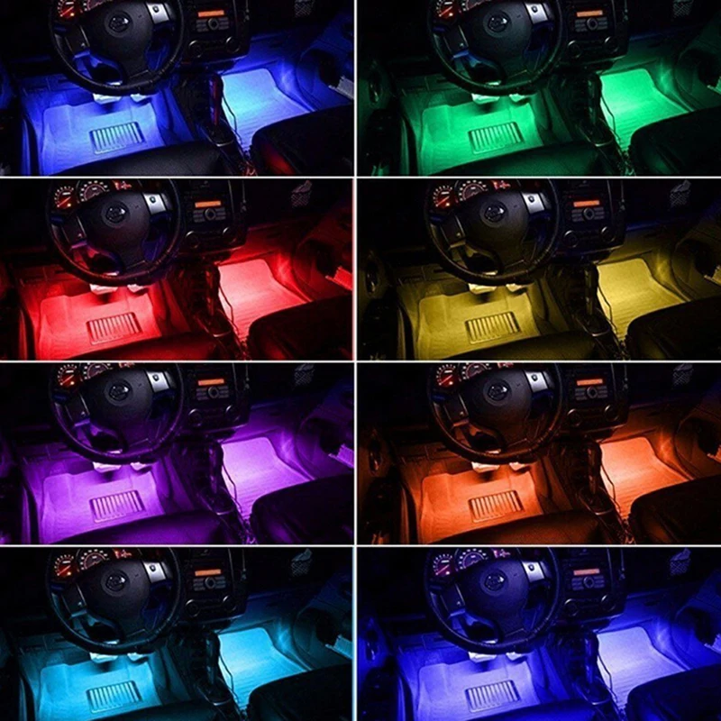 USB зарядное устройство Декор лампа 12LED RGB интерьер автомобиля атмосфера Footwell