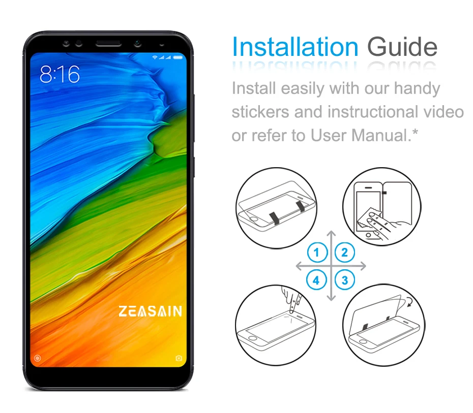 2 упаковки,, ZEASAIN, полное покрытие, закаленное стекло, Защита экрана для Xiaomi Redmi 5 Plus, Xiomi Redmi 5, Redmi5 Plus, стеклянная пленка