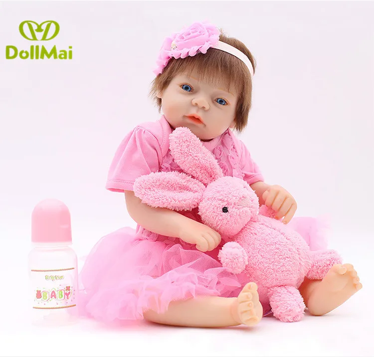 

DollMai original doll reborn 20"50cm full silicone reborn baby girl dolls pink princess BJD doll can bathe bebes reborn boneca