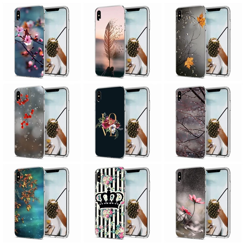 Чехол для iPhone 7 8 Plus 6 S/6 мягкий чехол из ТПУ дизайн цветочный узор розовый X XS XR Max