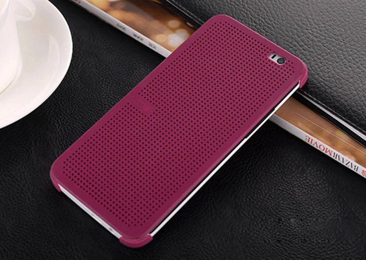 Ультратонкий кожаный флип чехол в горошек для HTC One E8 2014 Новый с функцией