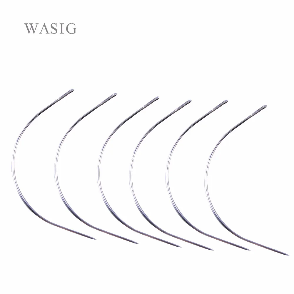 12pcs 9cm Long C Type Curved Needles Hair Weaving Thread/Sewing Needle for Hair Extension Tool