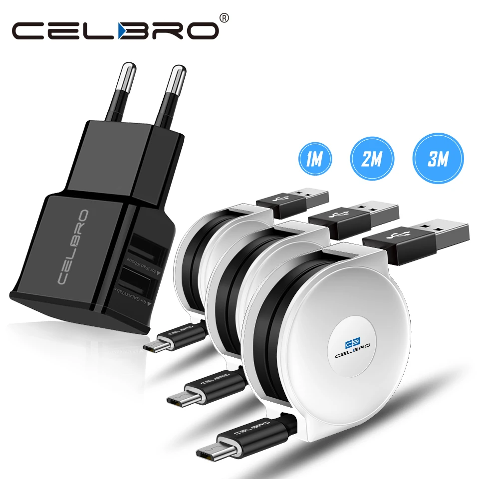 Выдвижной кабель Micro USB мобильный телефон зарядное устройство адаптер 5 В/2 А