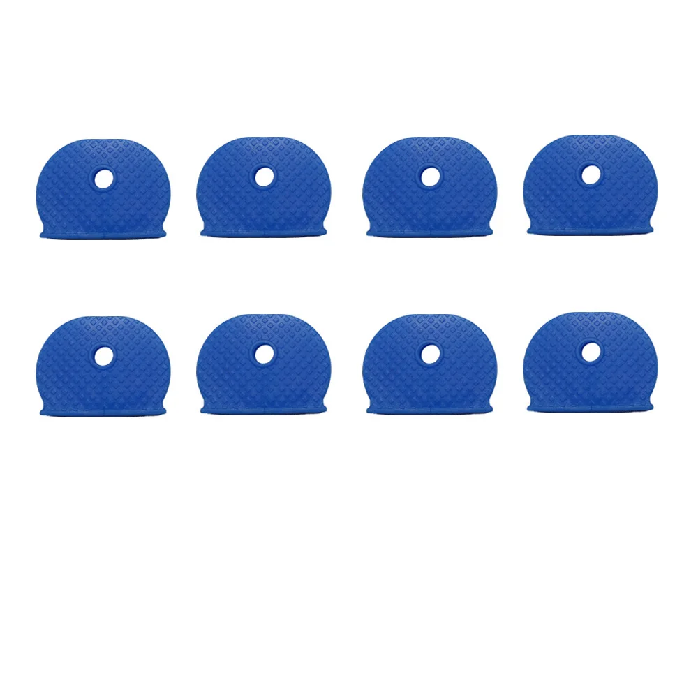 8 Pieces Blue Новая мода 8 шт резиновые крышки для ключей s полукруглые многоцветные мягкие замки для ключей крышки для ключей Топпер брелок 8 цветов - Цвет: 8 Pieces Blue