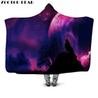 Фиолетовый волк пледы с капюшоном одеяло Новая мода на открытом воздухе животное 3D печать пара носимых постельных принадлежностей офисные одеяла мягкие взрослые путешествия