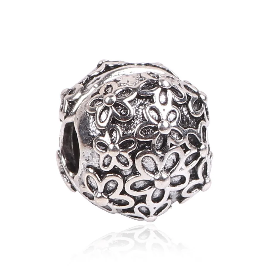 D015 Dodocharms Wuropean Серебряный сверкающий элегантный спейсер цветок листья циркониевый зажим безопасности DIY бисера Fit Pandora браслет с подвеской - Цвет: D015