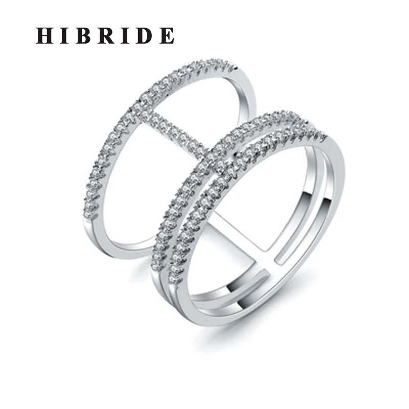Модные стильные полноразмерные кольца HIBRIDE 2018 с фианитом украшения для женщин