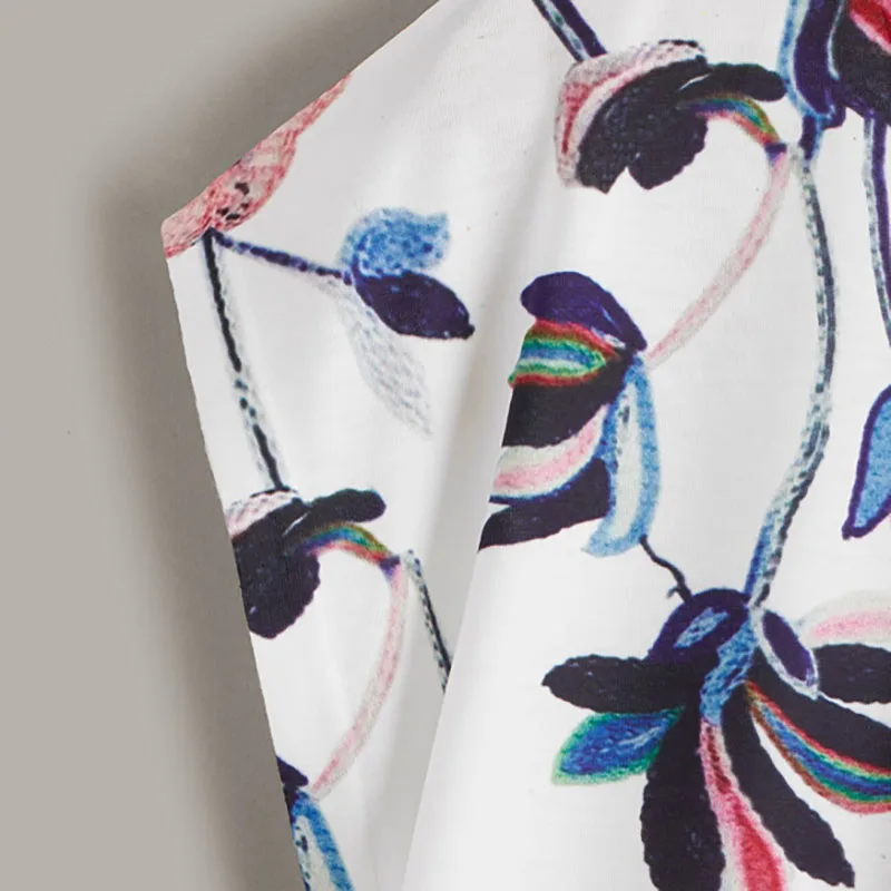 Dotfashion белая футболка с цветочным принтом для женщин Летние повседневные топы с рукавами-крылышками Одежда Женская корейская модная футболка