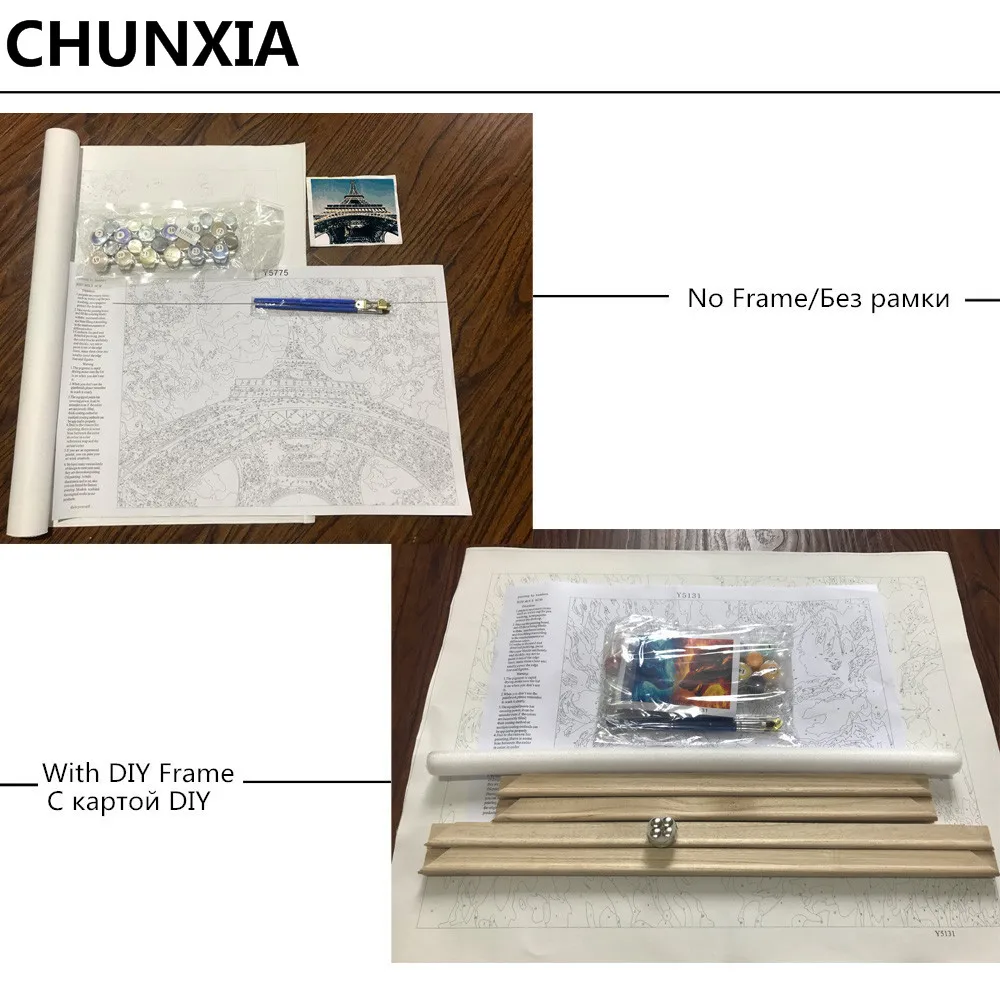 CHUNXIA PBN DIY Краска для раскрашивания по номерам масляная краска в рамке фигура