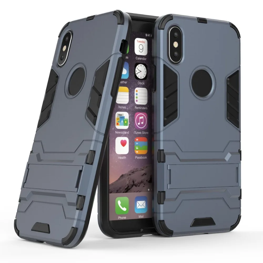 Оптовая продажа 50 шт PC + TPU 2 в 1 Kickstand Armor Hybrid Case для iPhone XS MAX | Мобильные телефоны и