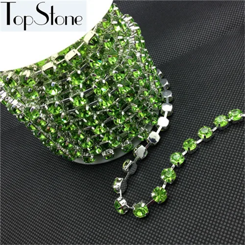 peridot Высокое качество, много цветов, ss28, ss38, 45ss хрустальные стразы, круглая цепочка, серебряная основа для ювелирных изделий, изготовления платьев - Цвет: peridot