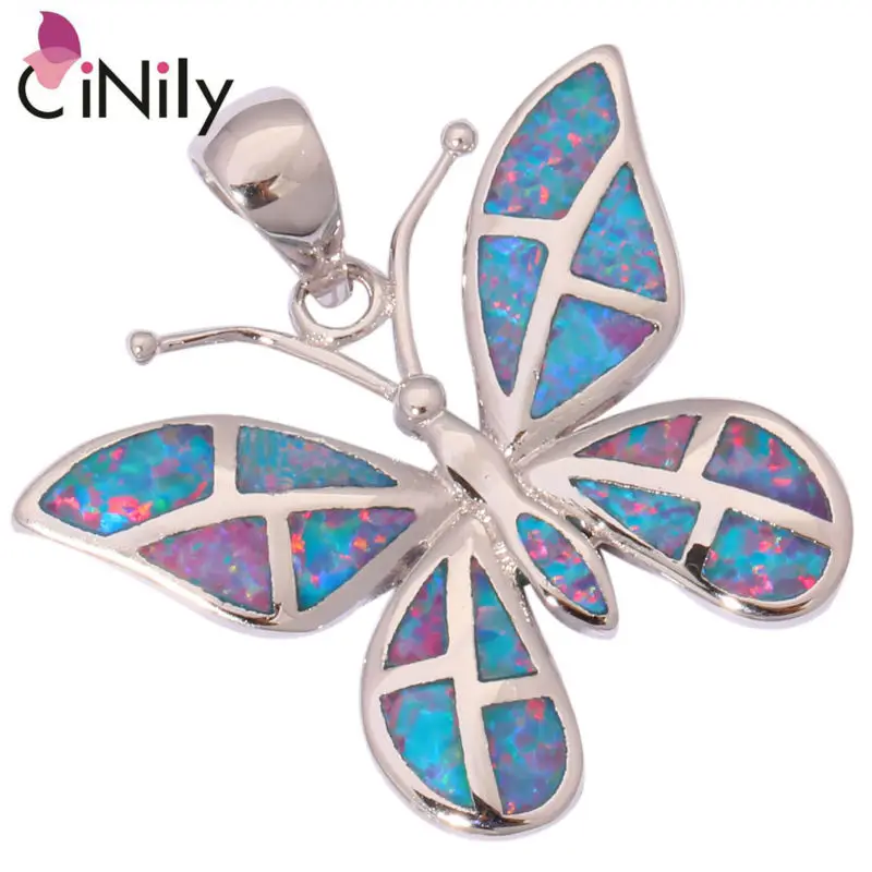 Подвеска в виде бабочки CiNily Created с радужным опаловым покрытием посеребренное опт