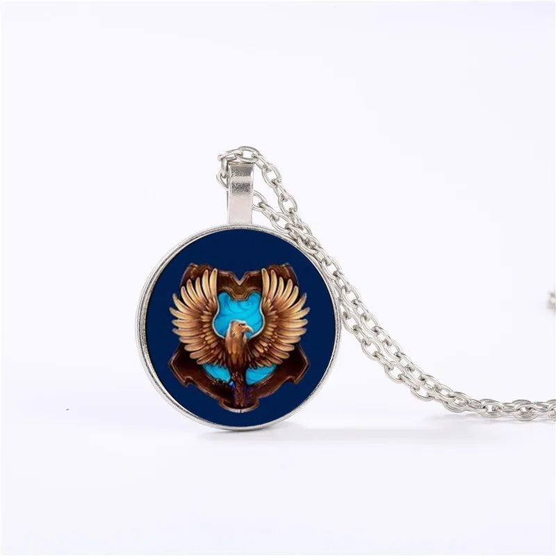 Стекло ожерелье Ravenclaw школьный герб время драгоценный камень кулон щедрое