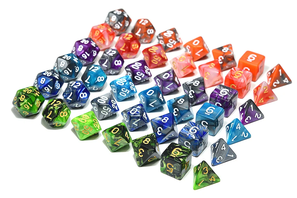 Игральные кости для подземелий и драконов RPG MTG игры 6 наборов многогранные игральные кости с 1 шт. большие бархатные сумки(черный мешок, серый мешок, красный мешок