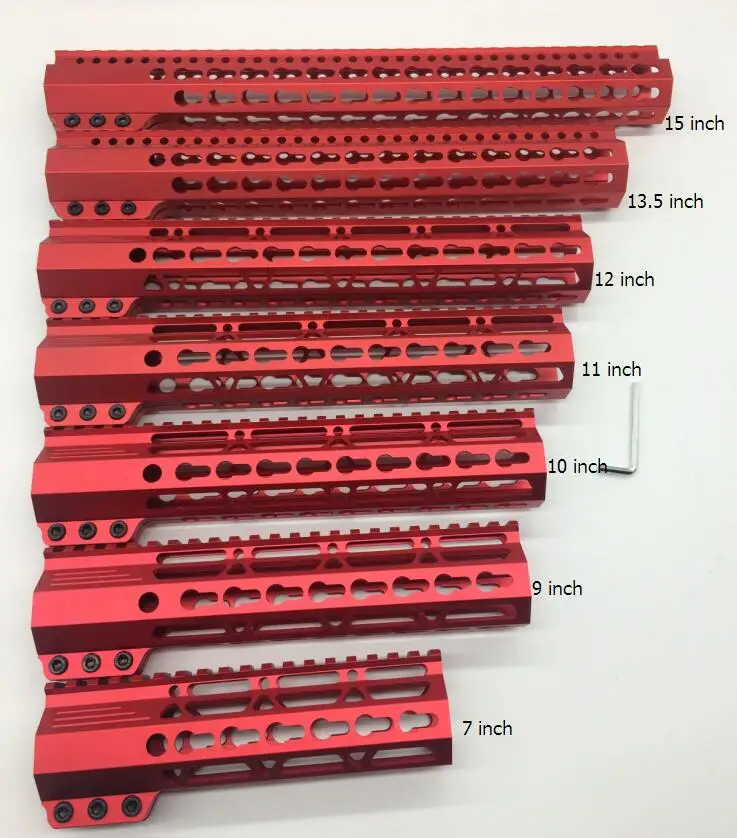 7 ''9'' 10 ''11'' 12 ''13,5'' 15 ''зажим Stlyle тонкий Handguard Rail Передняя Handguard Rail крепление системы анодированный красный
