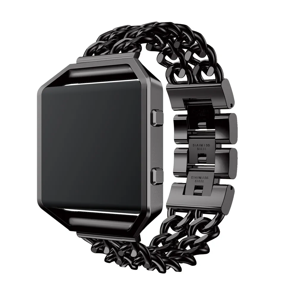 Alloy denim chain Watch Bands Strap For Fitbit Blaze Smart Watch Band Bracelet Wristband With Stainless Steel Metal Frame Case