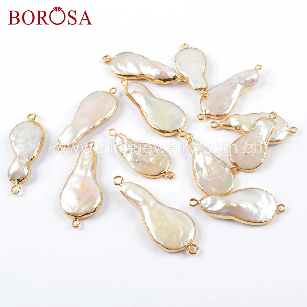 BOROSA 10 шт. свободные золотые Цветные Плоские натуральные белые пресноводные