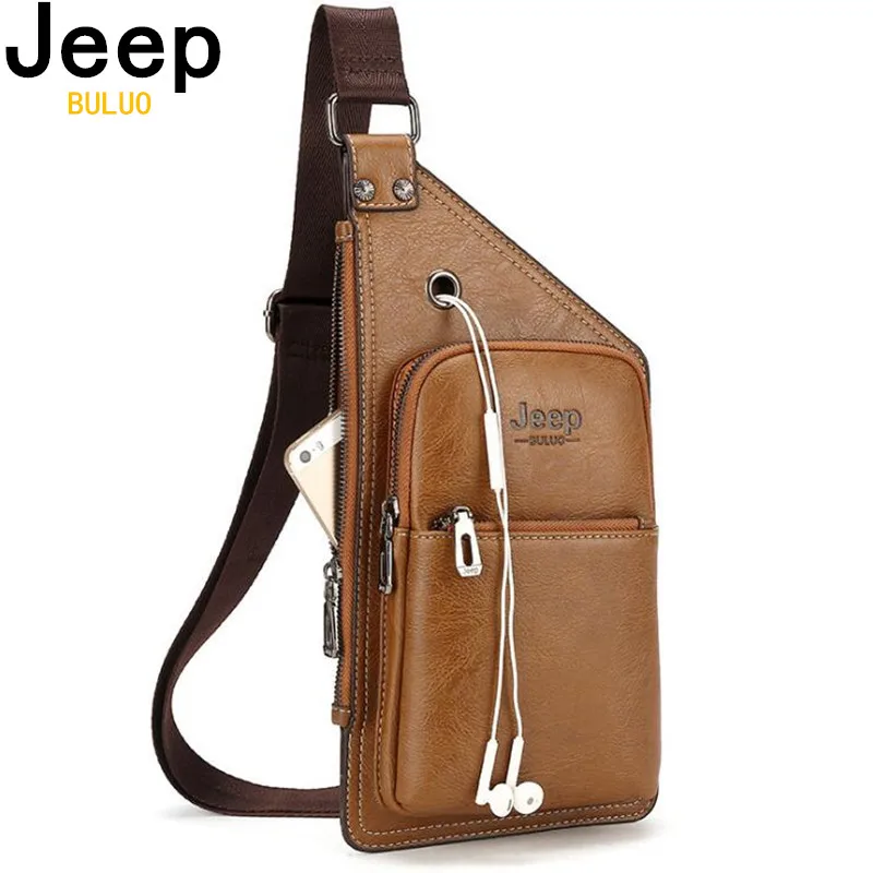 Мужская слинг сумка для документов jeep buluo цвета хаки на плечевом ремне