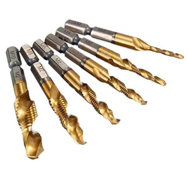 6PCS M3-M10 HSS 6542 M2 Titanium Coated Drill Bits Tap 1/4&quot Hex Shank Thread Woodworking Tools M3 M4 M5 M6 M8 M10 | Инструменты