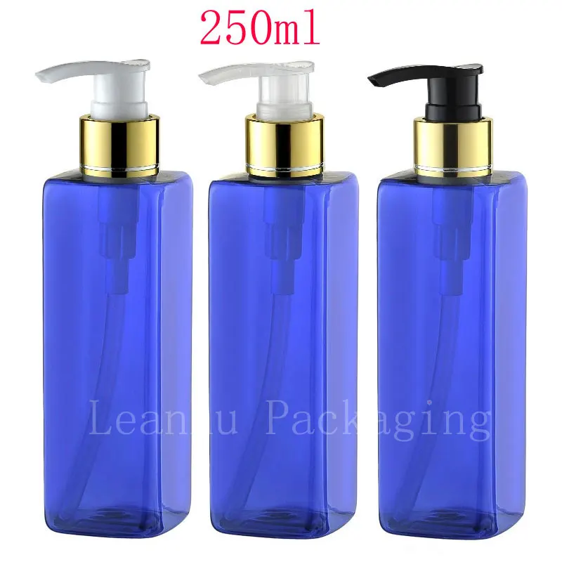 250ml X 25 empty blue Refillable liquid soap bottle Plastic shampoo,body dispenser Lotion bottle, empty cosmetic bottle pump