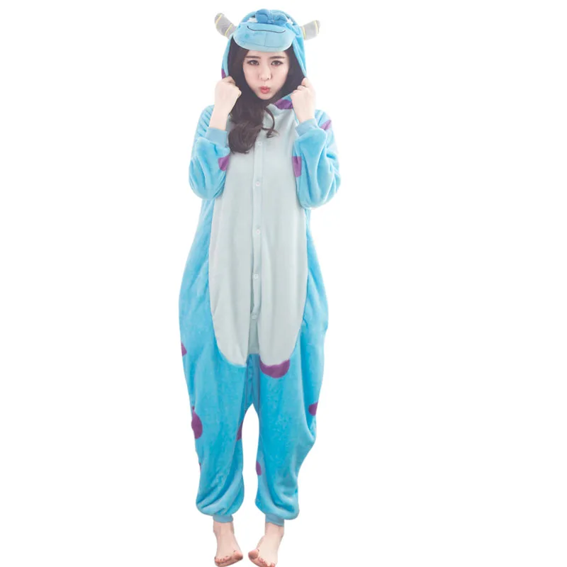 кигуруми Пижама с мультяшным принтом Салливан Кигуруми для женщин Monster Onesie Pijamas