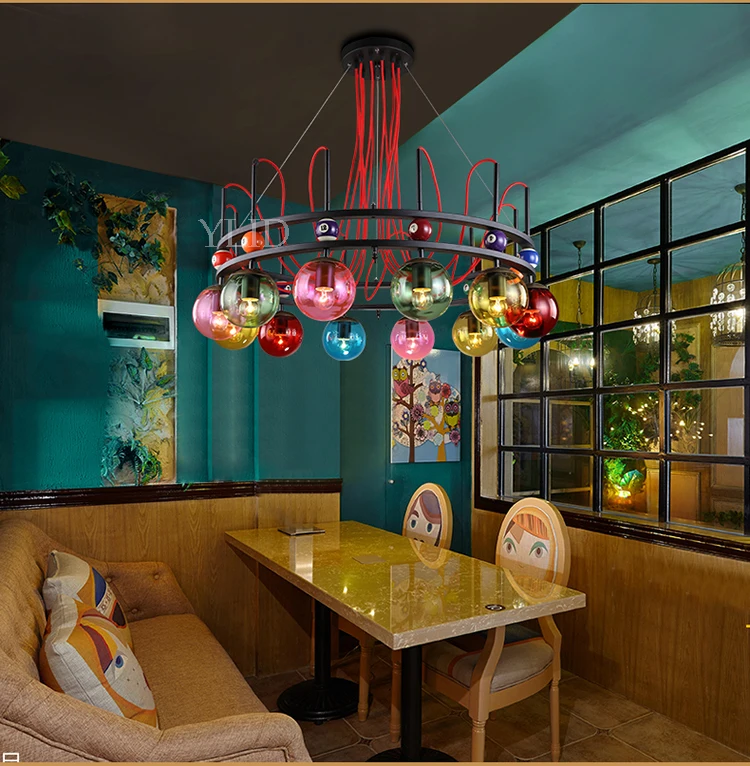 Industrial wind pendant lamp magic bean creative clothing shop cyber cafe bar theme coffee color light ZA428437 | Лампы и освещение