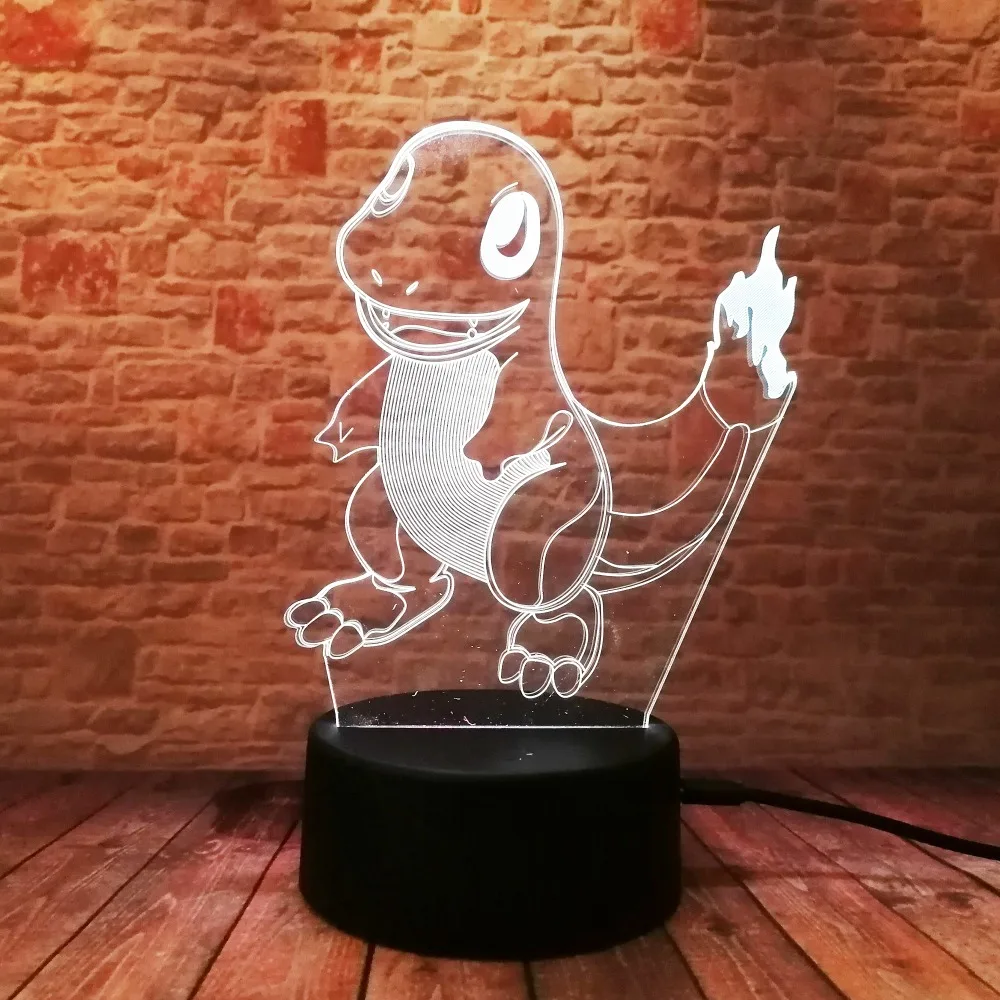 Горячие Pokemons Go игры Рождество 3D маленький Огненный Дракон светодиодный ночник 7
