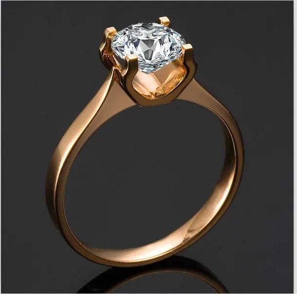 

1Carat Solid Rose Gold Excellent Oxhead Style Fine Diamond Women Wedding Anniversary Ring Solid Rose Gold Ring For Bridal