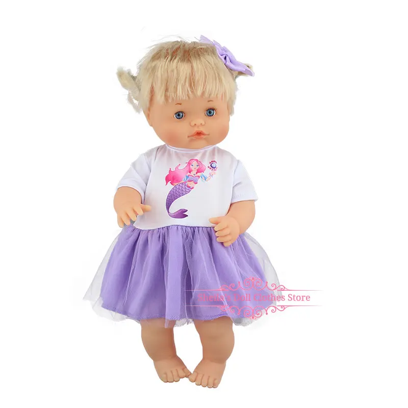 Новая Милая одежда, Размеры: 40 см 41 см Nenucos кукла Nenuco Ropa y su Hermanita фиолетовая футболка с длинным рукавом в фиолетовый горошек брюки для девочек со шляпой - Цвет: 07