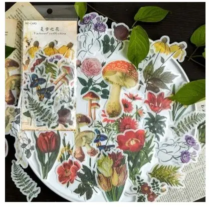 retro flower memory 60 шт./упак. в ретро-стиле с золотыми черепами цветами с изображением растений кактуса тропические Vibes в сказочном стиле для художественного оформления ногтей, ручная работа, ежедневник, наклейка для скрапбукинга героя из мультфильма - Цвет: retro flower memory