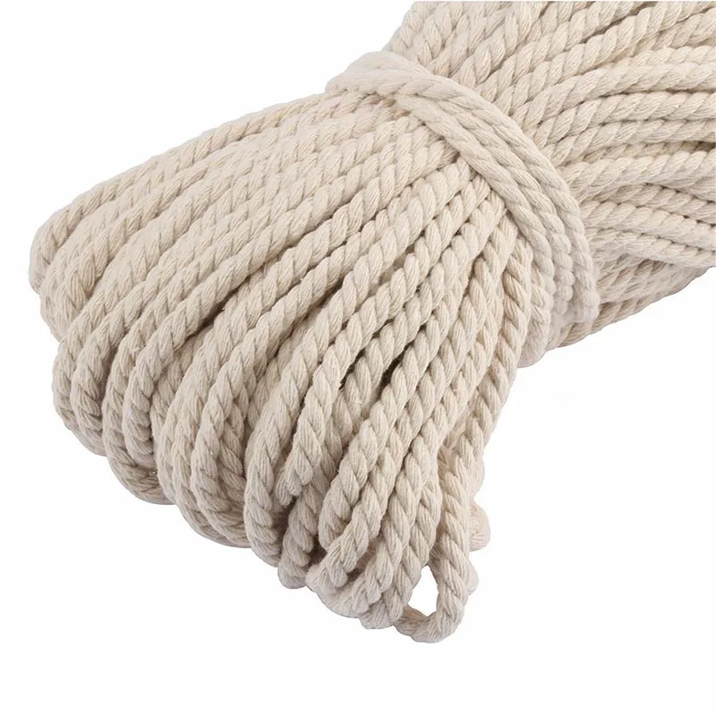 Beige 30 метров хлопок 3 акции скрученные 5 мм хлопковые Шнуры DIY Украшение хлопчатобумажная веревка для сумки Cordon Coton Rond Швейные аксессуары - Цвет: Beige