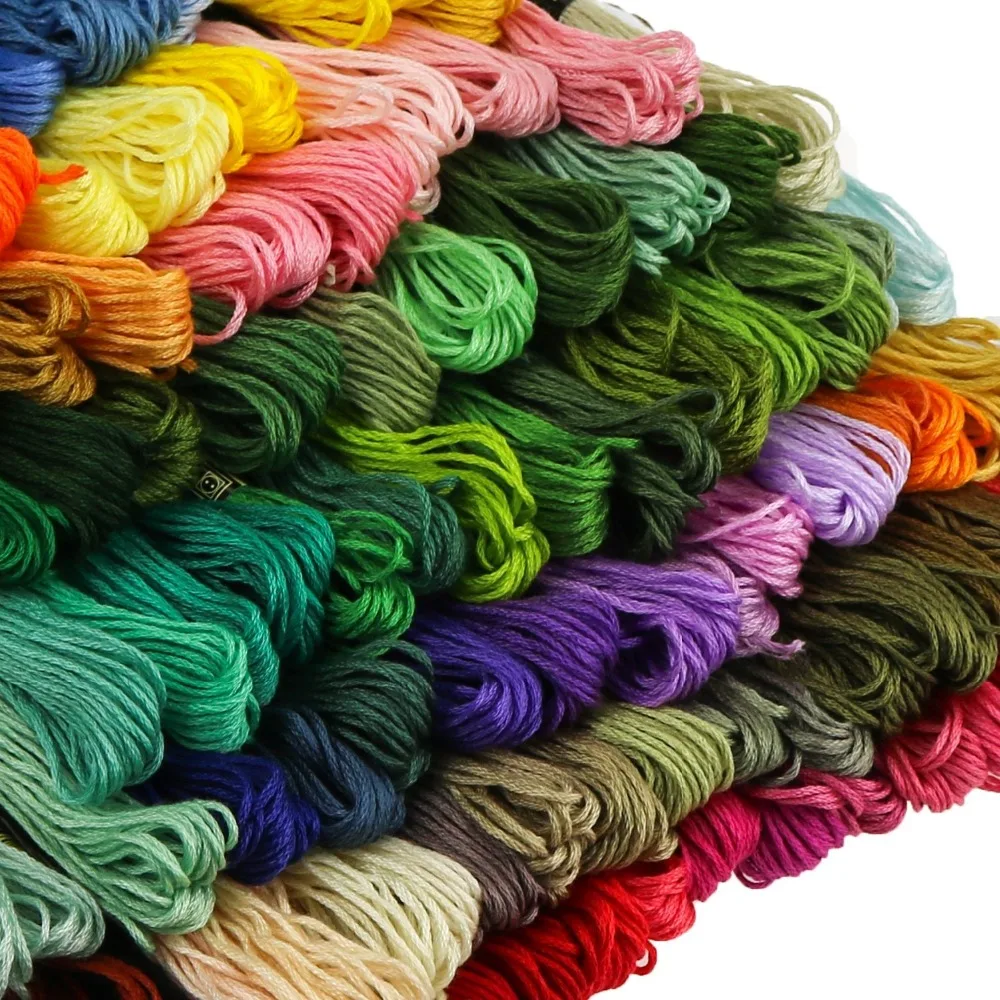 100pcs Random Colors Cross Stitch Floss Rainbow Color Embroidery Threads Sewing For Women DIY Tool | Дом и сад