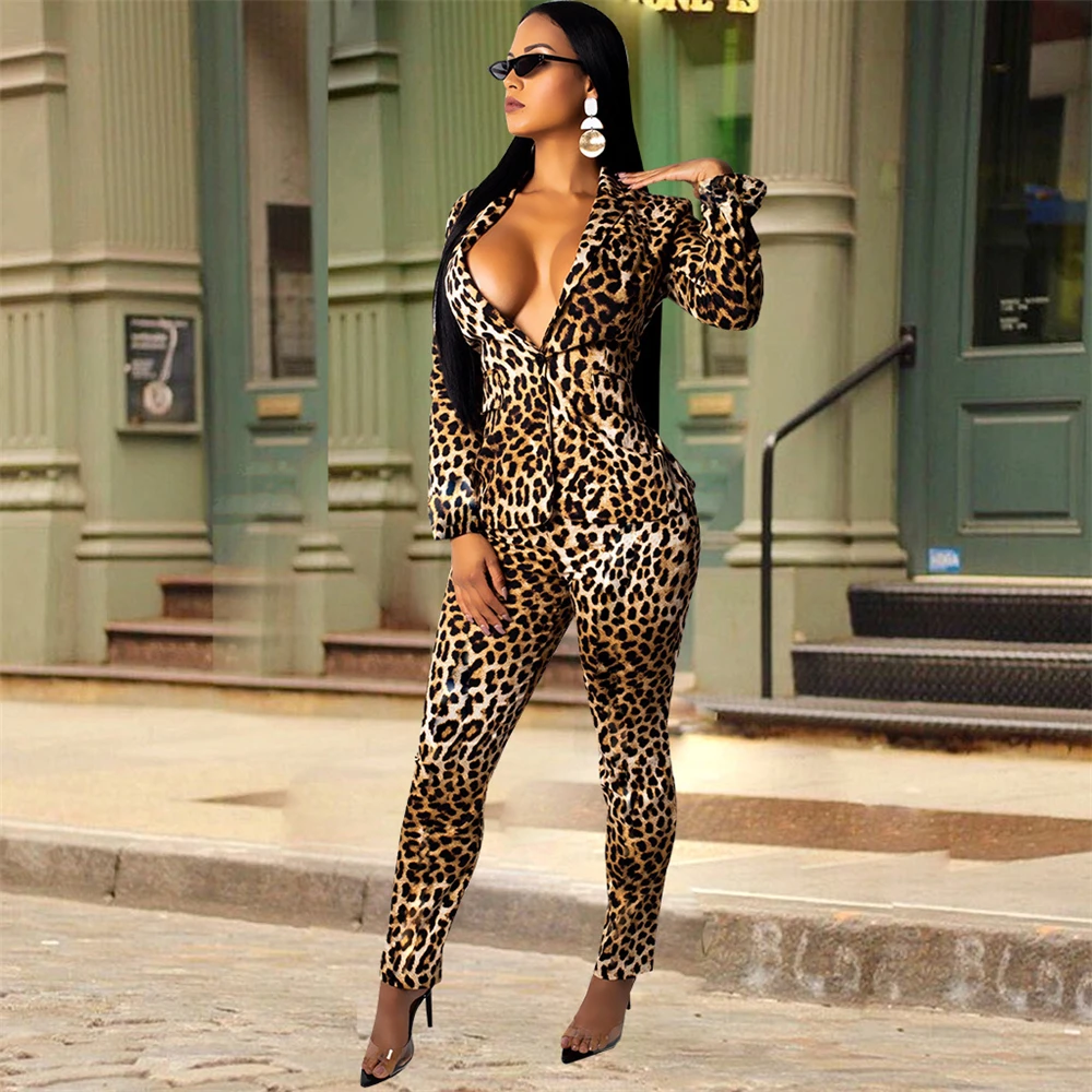 Новинка 2018 зимний женский комплект леопардовое пальто с длинными рукавами и