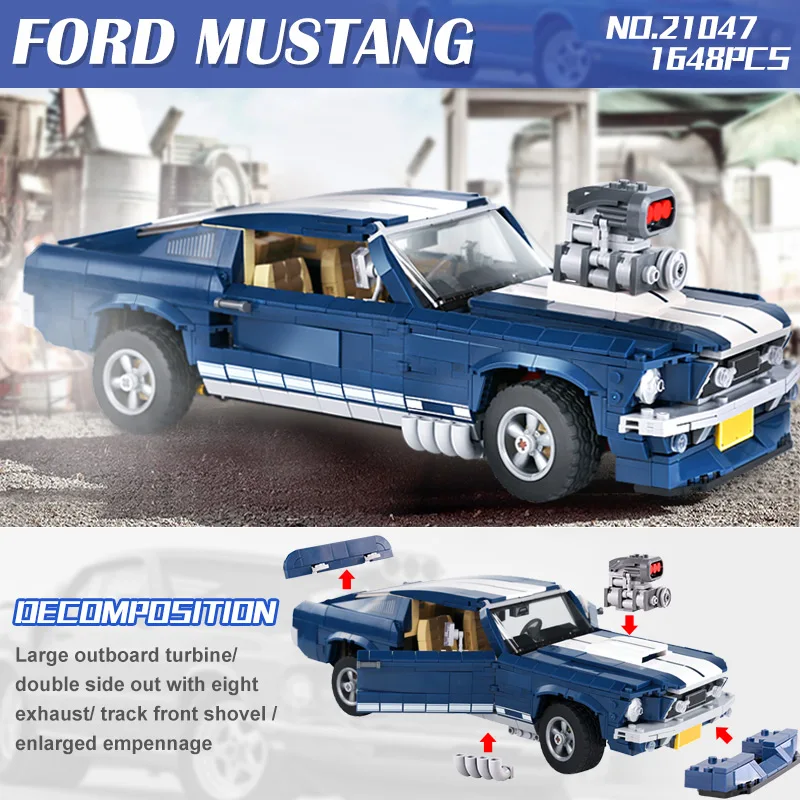 DHL 21047 техническая игрушка в Legoing 10265 синий гоночный автомобиль комплект
