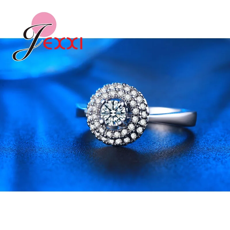 Женские обручальные кольца из чистого серебра 925 пробы с кристаллами Rhinstone модные