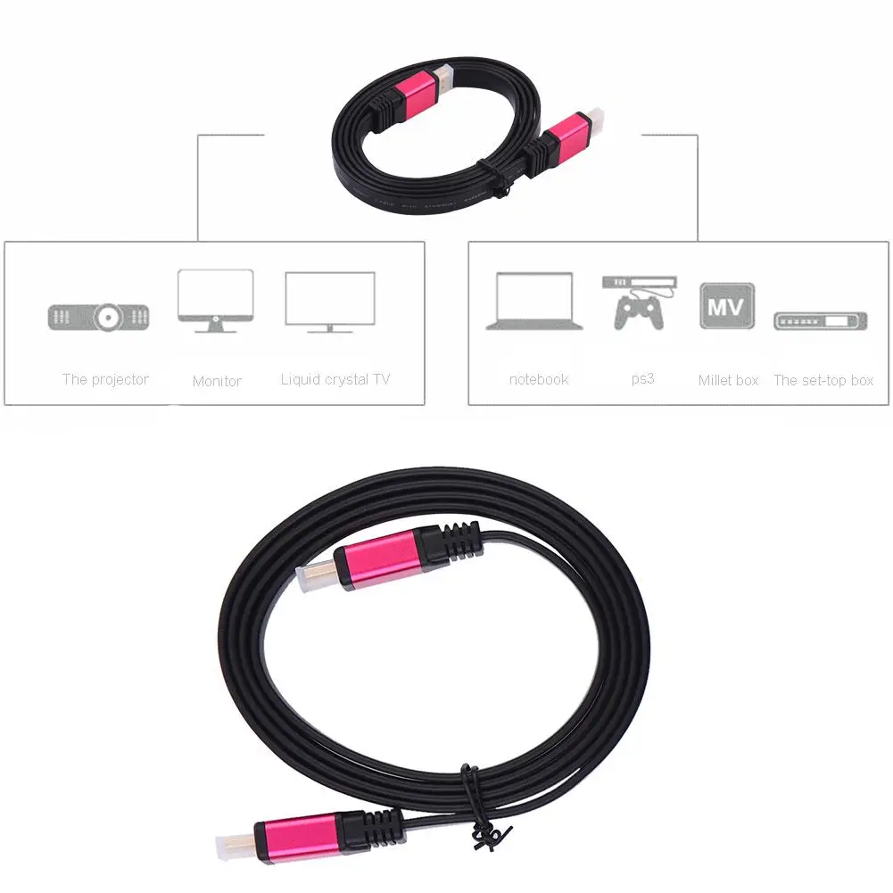 Full HD 1080p Аудио кабель высокого качества HDMI 2 0 аудио кабели плоский Поддержка 32