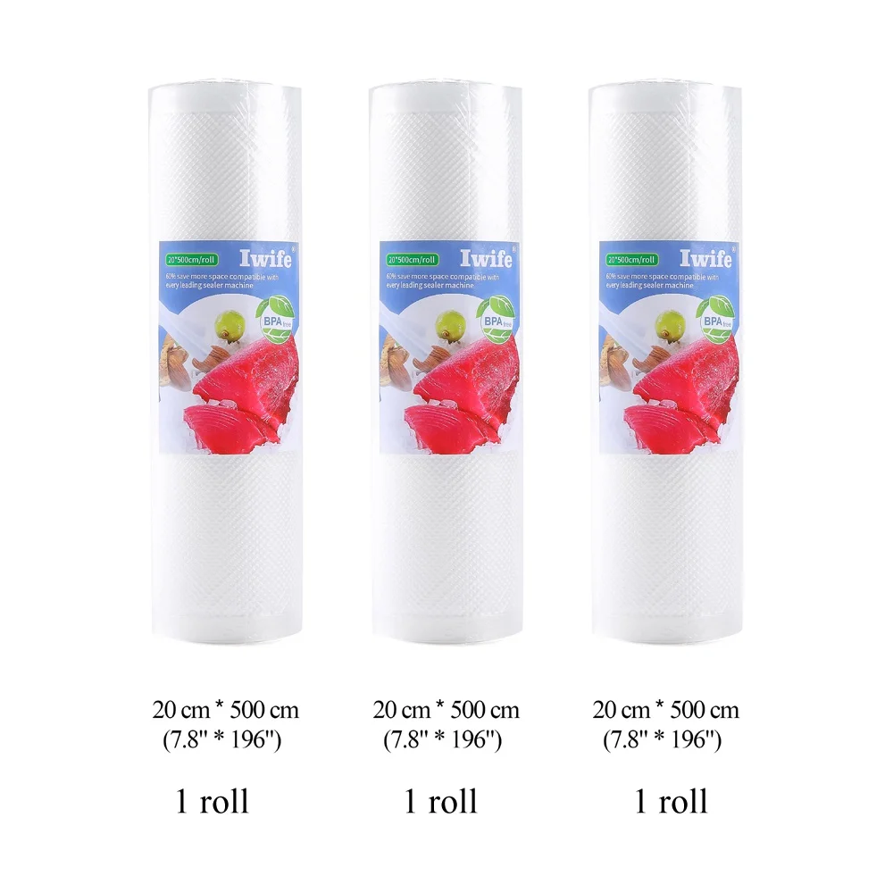 20x500cm 3 rolls Iwife вакуумные пакеты сумка для еды кухни вакуумный мешок пакеты для вакуумного упаковщика кухня для хранения продуктов 12 15 20 25 28*500 см - Цвет: 20x500cm 3 rolls