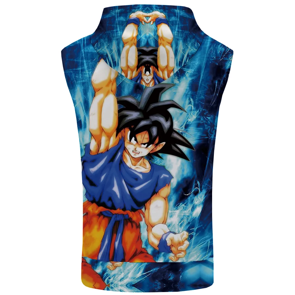 KYKU Dragon Ball топ с капюшоном рубашка Гоку война без рукавов желтый свитер жилет Стрингер мужская одежда хип хоп рок