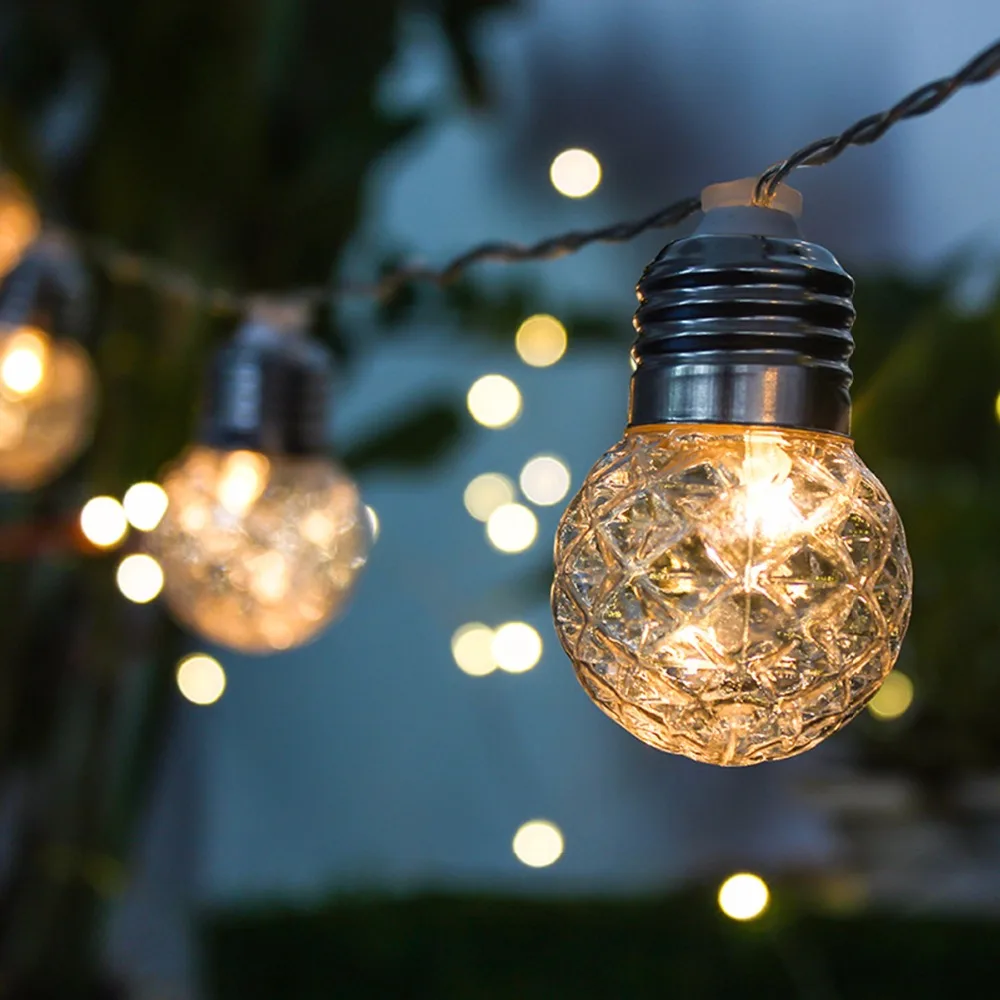 3.8m Waterproof 10 LED String Light Solar Power Pineapple Shape Hanging Lighting Bulb Patio Christmas Wedding Party Decoration | Дом и сад