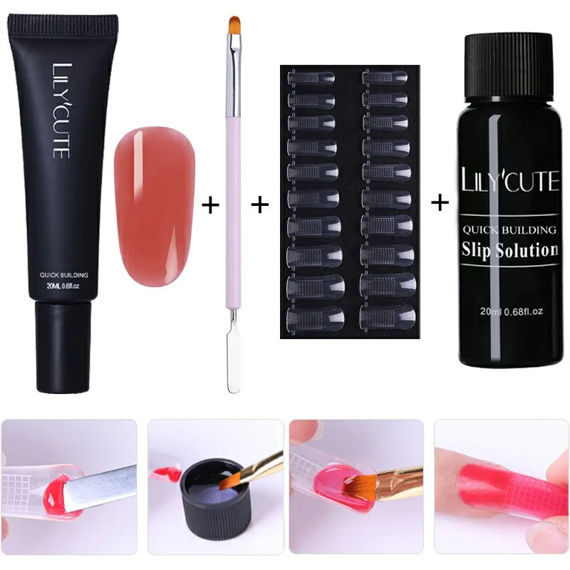 Extension Gel Set 07 LilyCute набор гелей для быстрого наращивания для дизайна ногтей Французский прозрачный розовый белый телесный цвет полигелевые наконечники для ногтей УФ-гель-щетка для ногтей - Цвет: Extension Gel Set 07