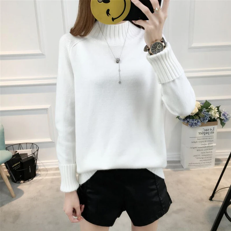 Autumn winter Sweater women pullovers long sleeve high collar cashmere sweater ladies knitted sweaters 2018 Tops | Женская одежда