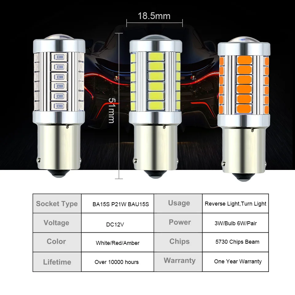 ANMINGPU 1x сигнальная лампа P21W LED 1156 светодиодсветильник указателя поворота 33SMD 5730